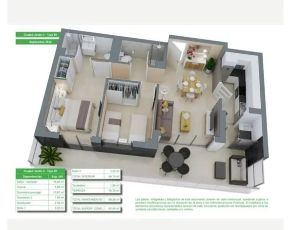 Plano orientativo del apartamento